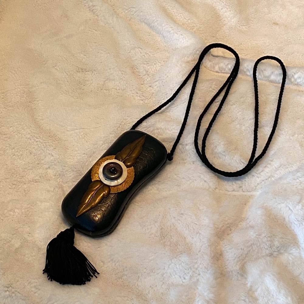 Valentina Glasses Hard case - Leather w/ Design  - Crossbody strap - Vintage